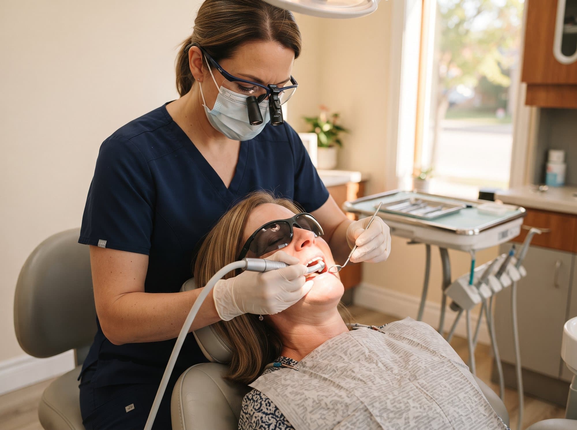 Hygienist Richa Singh performing a gentle cleaning at Riverside West Dental in Owen Sound